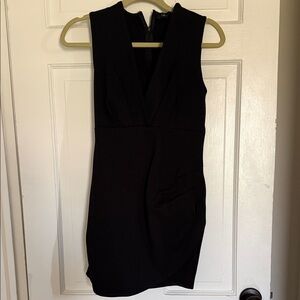 Lulu's Black Sleeveless V-Neck Cocktail Dress